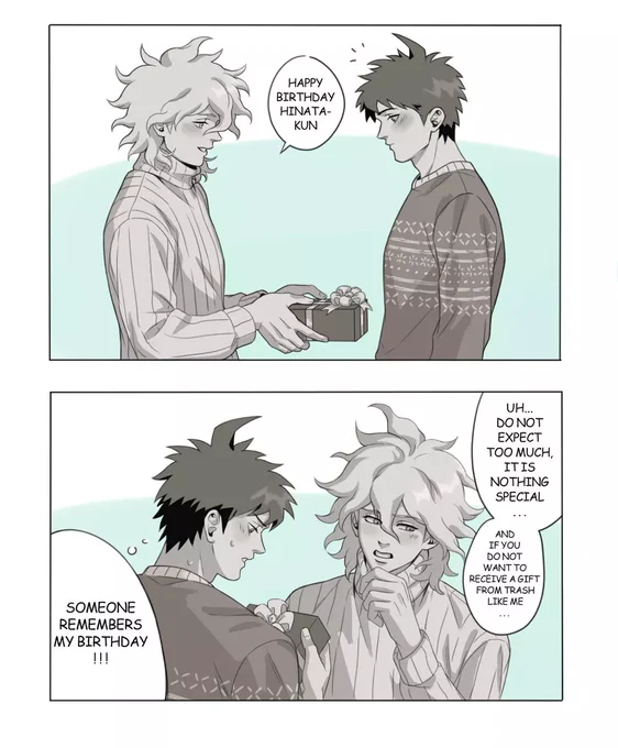 First kiss?😋

P.S. Happy holidays everyone!!!🎄
#danganronpa #sdr2 #nagitokomaeda #hajimehinata #komahina 