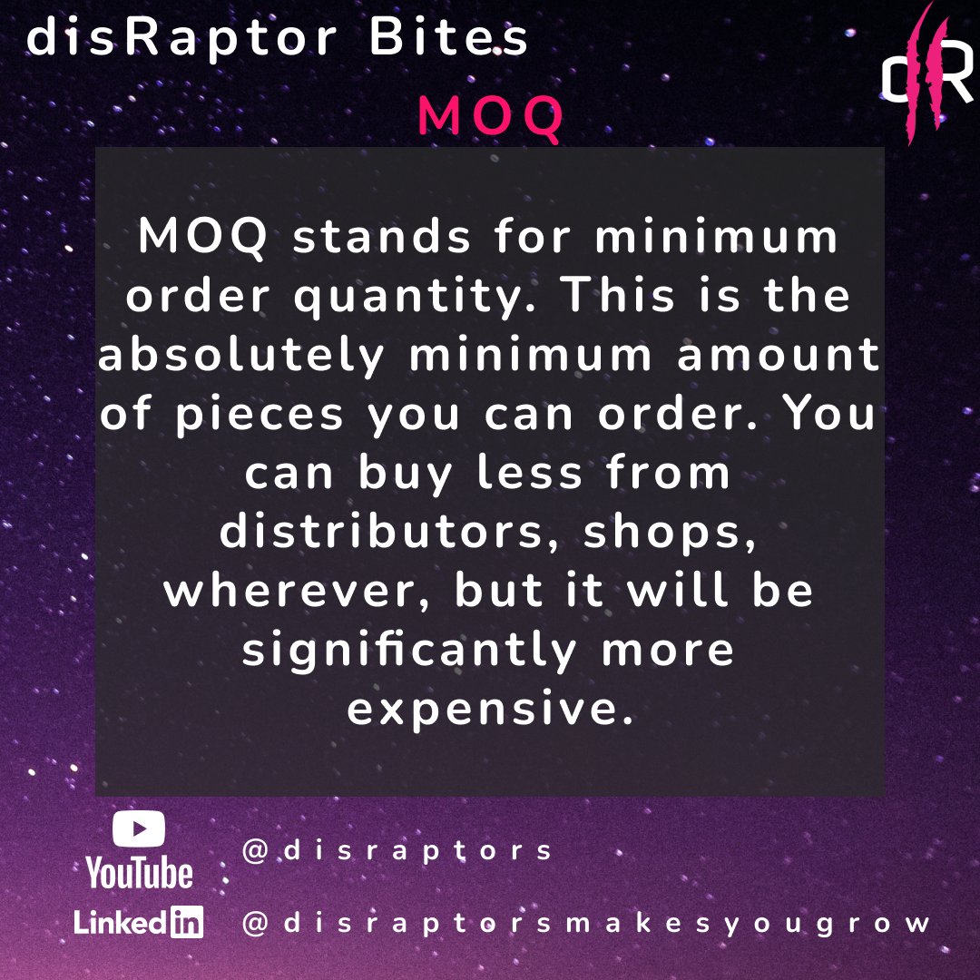 New dR Bites

First logistic and sourcing/purchasing topic: MOQ

More in our book: Lean Hardware Startup --> a.co/d/1EashHW

#startup #innovation #leanhardwarestartup #leanstartup #manufacturing #production #hardwarestartup #hardware #startups #lean #sourcing