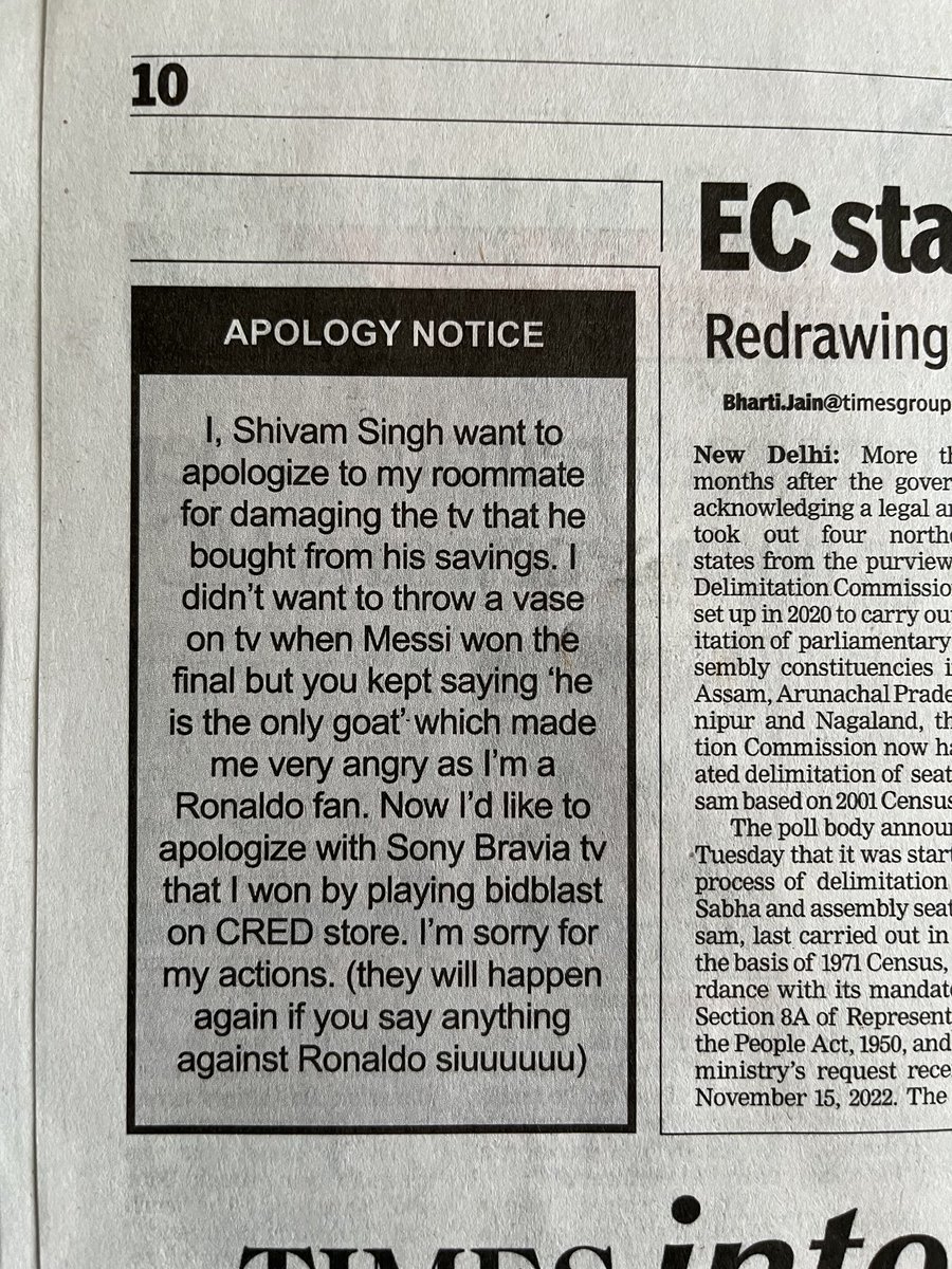 Apology notice