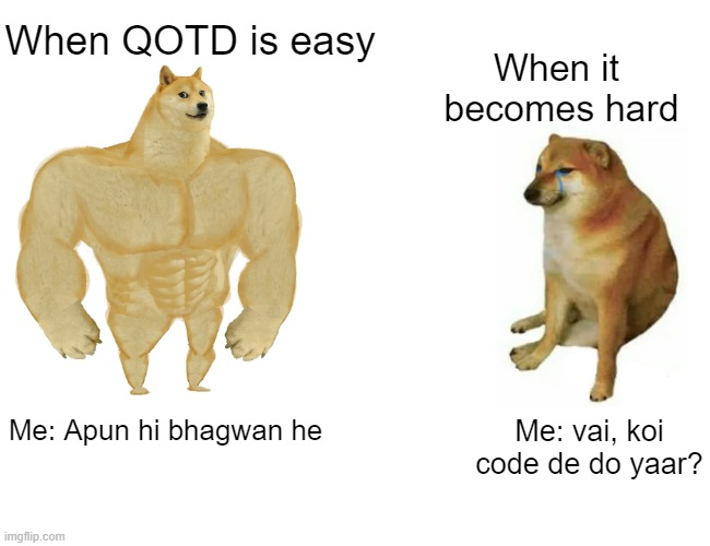 arijitghosh02's tweet photo. I feel the same π. Will you too?
Also participate in GOC: https://t.co/GagHug2qRo
#NewtonSchool #NewtonSchoolMemeContest
#meme #memes #51DOC #51daysofcode #grandcodingcontest #newtonschool #memecompetition https://t.co/u5LhUf75Qg
