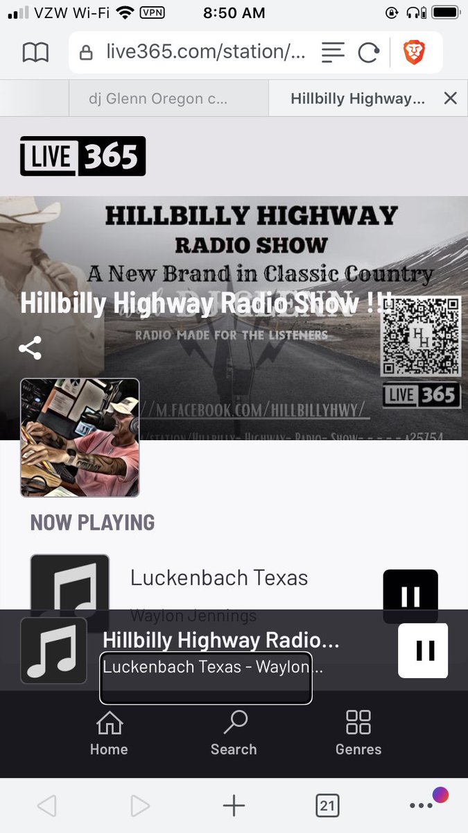 theblindjoe's tweet image. Huge thanks going out to my Buddy #DJGlenn for rockin #TrainTrainTrain and putting it in regular rotation on his #HillbillyHighwayRadioShow!!!🤟 I was so excited I didn’t get the screenshot until after the song was over.🤣🤠 #BlindJoe #RealCountry live365.com/station/Hillbi…