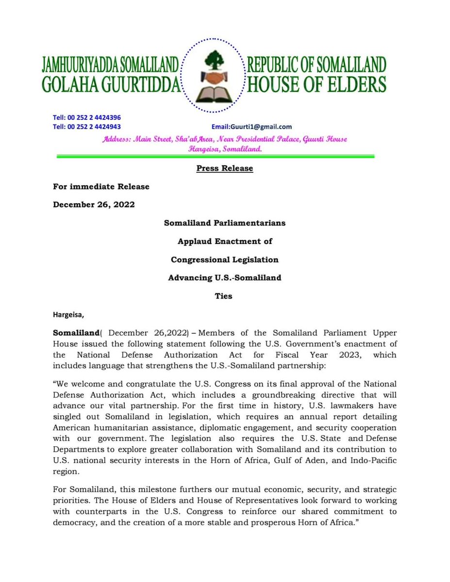 SaeedSurwaale's tweet image. The blessed Republic of Somaliland is a responsible country with a capacity to engage with bilateral &amp;amp; multilateral cooperations. 
Wise &amp;amp; strategic for US to join the folk from the world in Hargeisa incl. #UK, #DJibouti, #Ethiopia, #Kenya, #UAE, #Taiwan.. 1/2