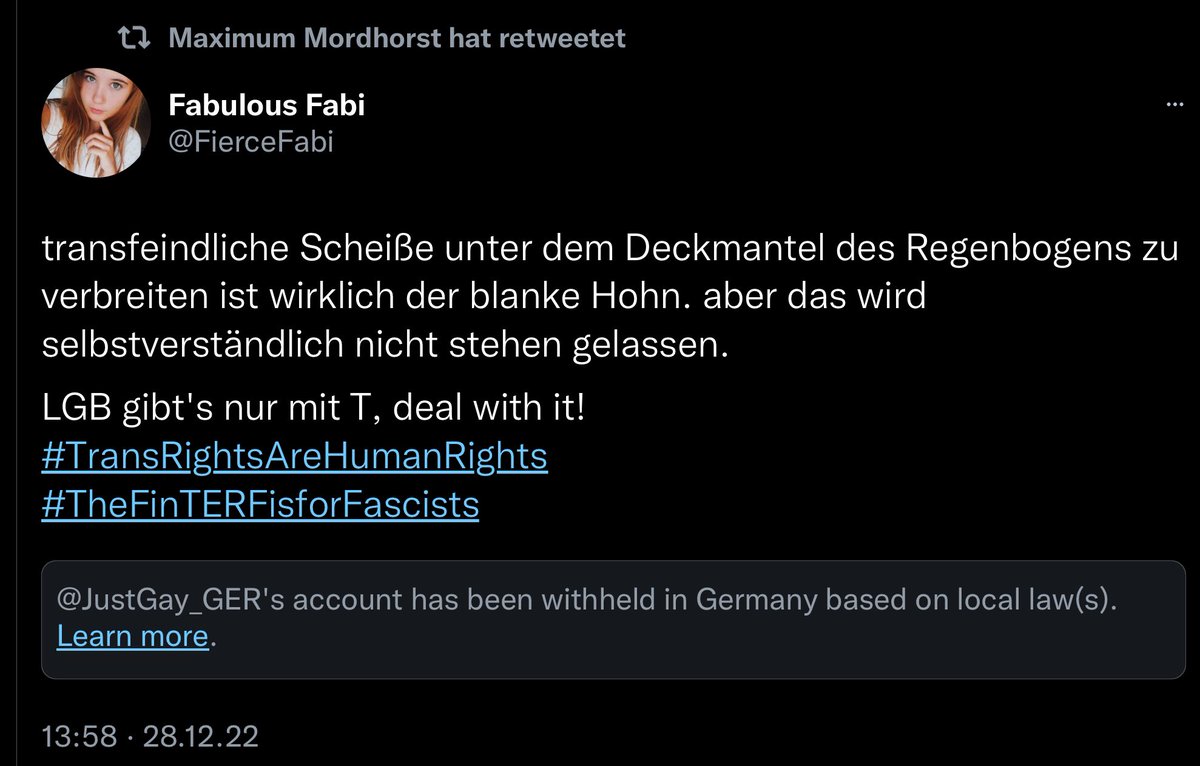 wundertussi's tweet photo. interessenvertretung @JustGay_GER für schwule männer, die ihre sexuelle orientierung am biologischen geschlecht festmachen ohne an eine genderseele zu glauben, wird von männern, die sich für frauen halten, massengemeldet. sie feiern ihren erfolg: ‚zerfickt‘. queer ist homophob. https://t.co/LQtMpqzDUZ