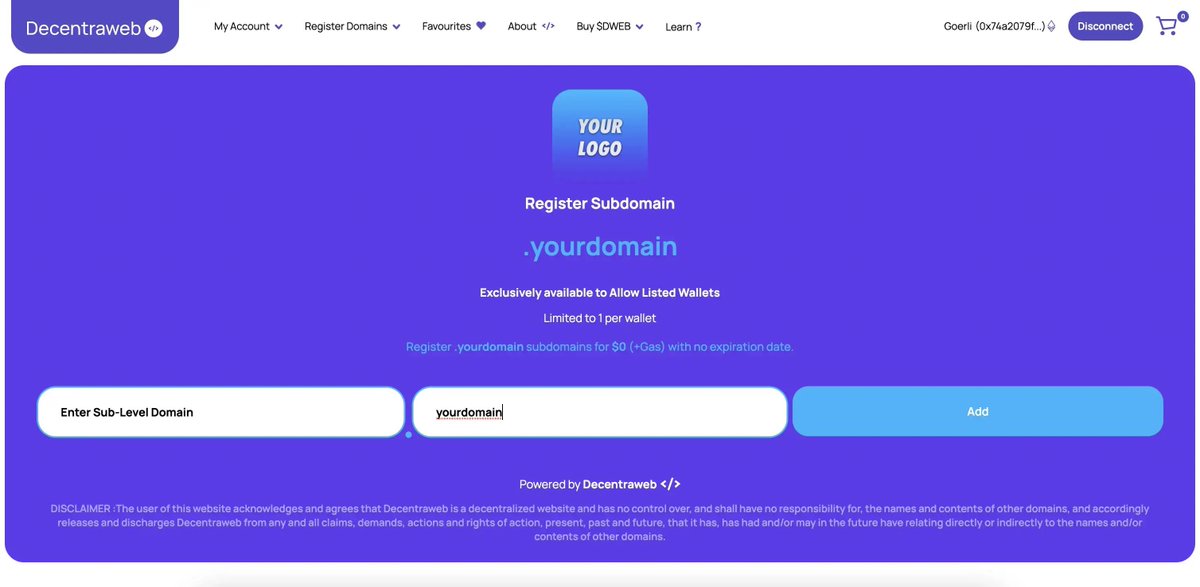 ✨We are pleased to announce that Privately Staked Top-Level Domains now support whitelisting!

Any TLD owner can establish exclusive lists to mint Subdomains from their TLD via Allow Lists through ERC721 &amp; ERC20 contract addresses, or manually specified wallet addresses! 🙌