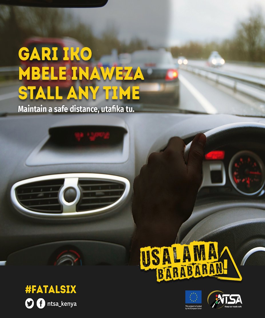 SiayaInstitute's tweet photo. Ukidrive, maintain safe distance fiti ndio ufike salama. #FatalSix #UsalamaBarabarani  @ntsa_kenya https://t.co/aseFnisuhI
