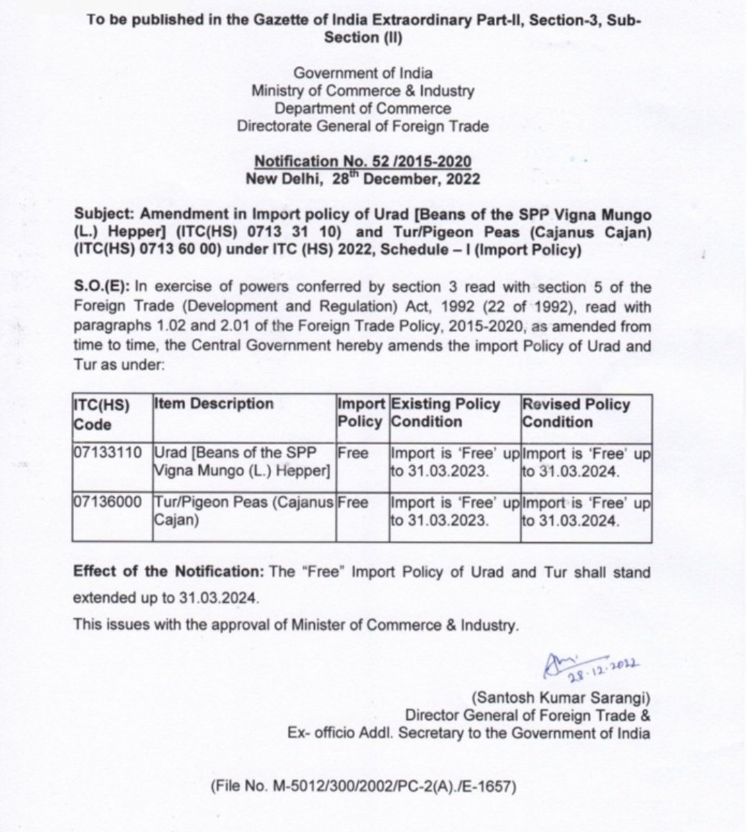 harsharai009's tweet photo. The #free import policy of #urad (#blackmatpe ) and #toor ( #pigeonpeas) shall stand extended Upto 31.03.2024.
#tur #agriculture #freeimport #mayurglobalcorporation #protein #pulses #vegan #Indianimport https://t.co/QaCVa22CVa