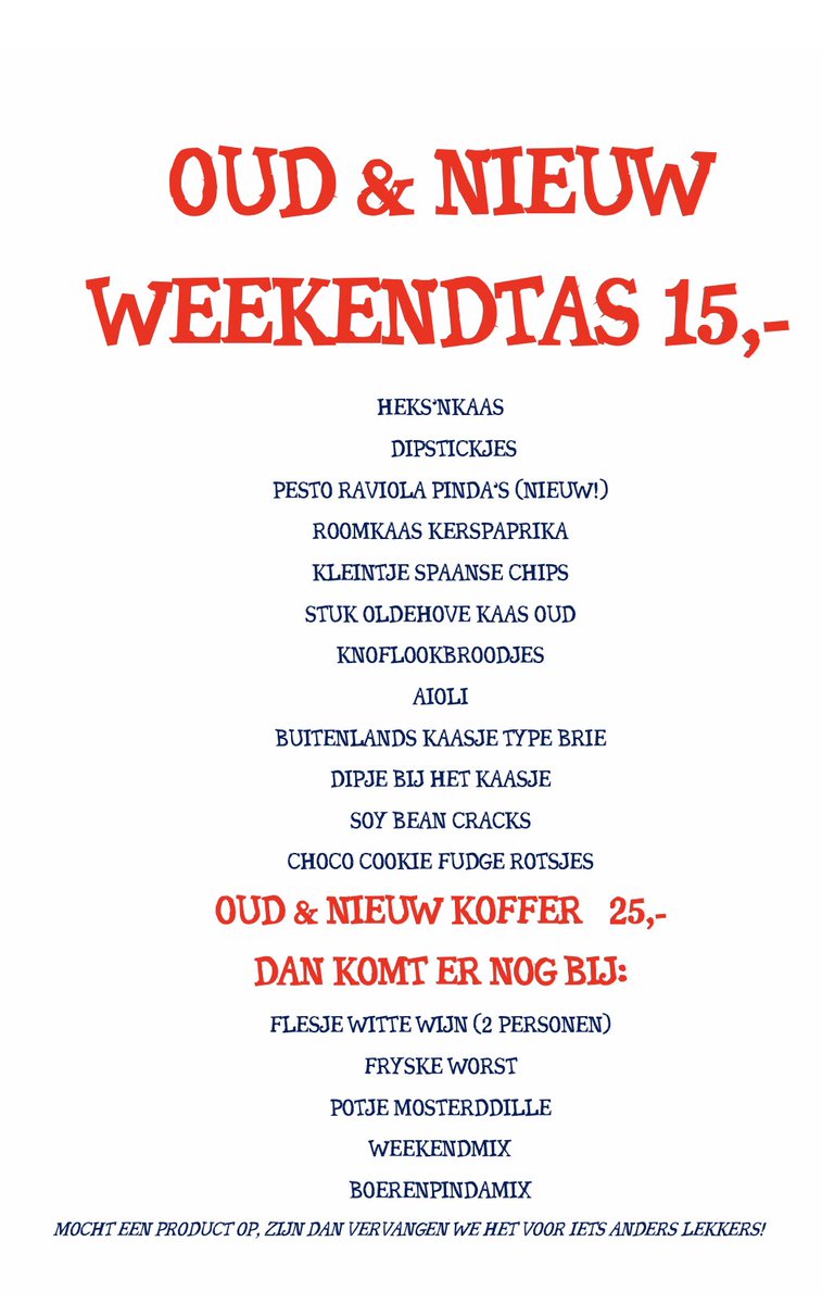 #tassiehoor de oud en nieuw weekendtas staat weer klaar hoor. #gaserop