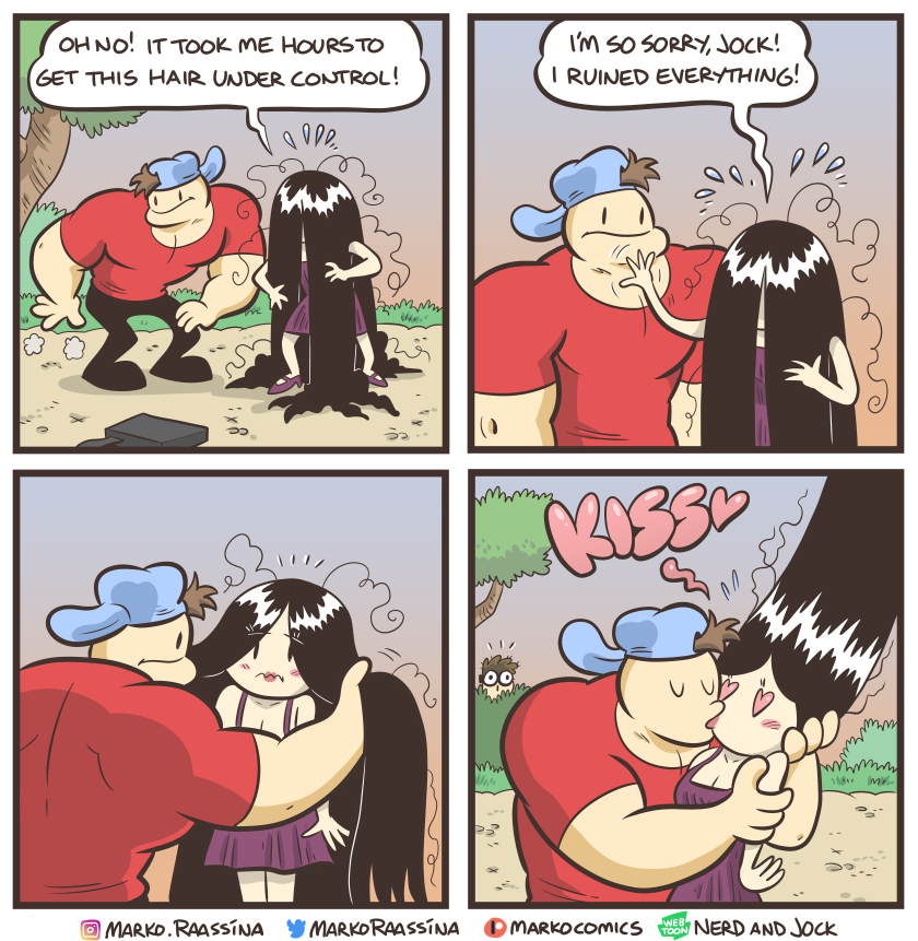 2022 was quite a year for Nerd and Jock, some highlights:
- 5 year anniversary
- Jock and Olga started dating
- Gang went to the beach
- Olga fights the Sleep Paralysis Demon
- Introduction of the new character: Tiger!
What was your favorite moment?