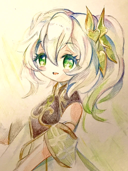 #リプ来たキャラの顔だけ描く ナヒーダちゃん幼女は癒し!  