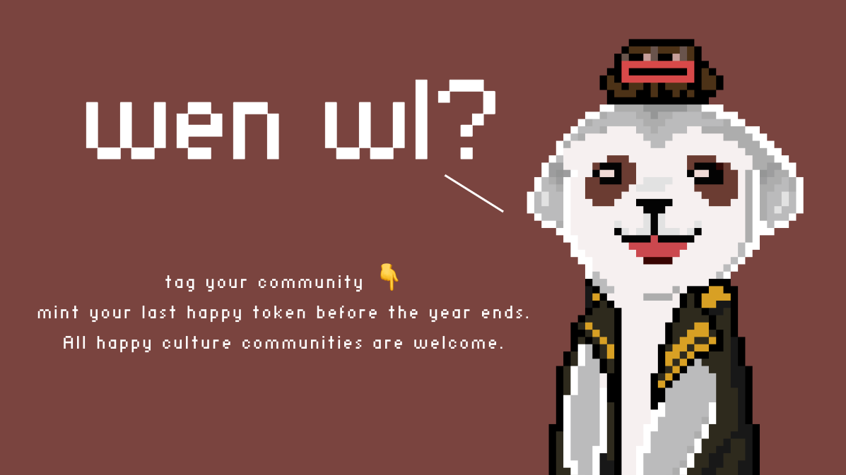 happymeerkat_'s tweet photo. Last chance to get your community on board. 
Bring your happiest community.

Mention on the comment and we will token-gate and let them register for presale.

We are minting before the year ends.

@cryptosnake_nft @0xtinkaeth 
#NFT #web3 #ETH https://t.co/zH9CUzdKF8