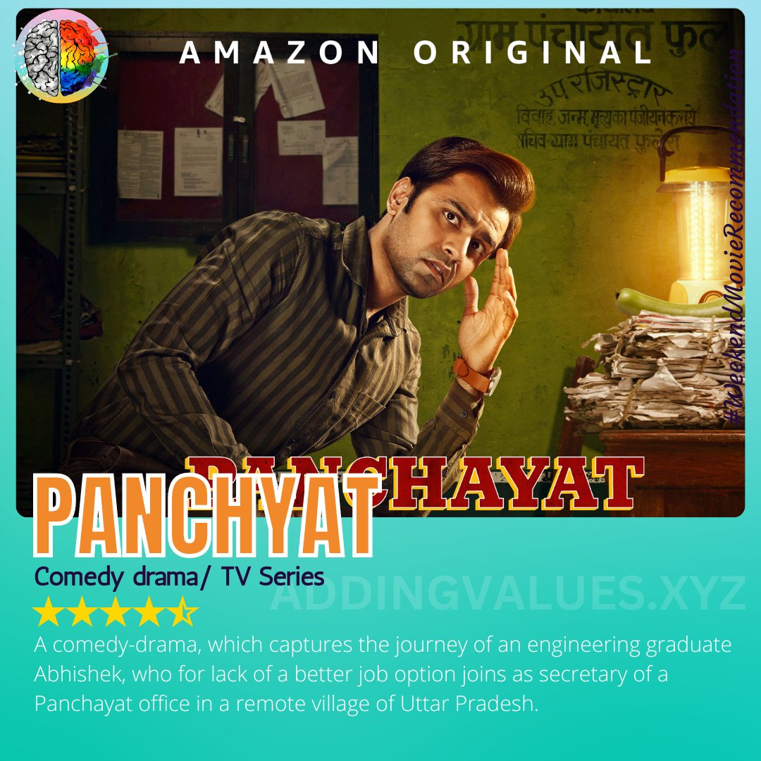 AddingValuesHQ's tweet photo. #PANCHAYAT (Comedy drama/ TV Series)

A comedy-drama, which captures the journey of an engineering graduate Abhishek, who for lack of a better job option joins as secretary of a Panchayat office in a remote village of Uttar Pradesh

#FridayFeeling #av #weekendmovierecommendations https://t.co/G8dvUWCwqA