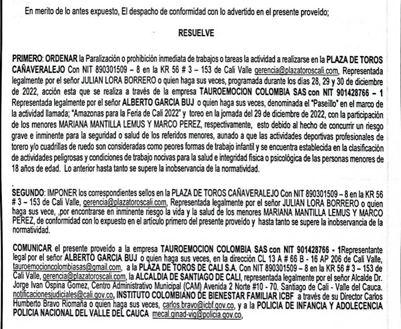 TerryHurtado's tweet photo. El @MintrabajoCol ordenó cancelación de corridas e indica a @AlcaldiaDeCali @JorgeIvanOspina la sellen.
¡Gracias por atender llamado @PalmaEdwin @GloriaRamirezRi @petrogustavo! El cambio por la vida avanza.
#MovimientoAnimalistaValle https://t.co/U16BhKynUn