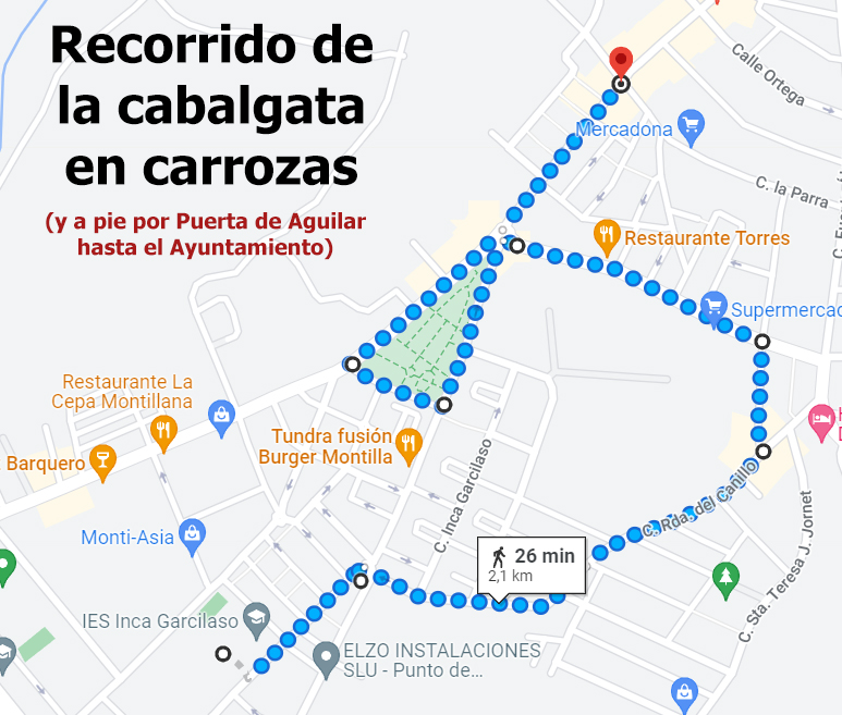 Horario e Itinerario de la Cabalgata de Reyes Magos de Montilla (Córdoba) 2023