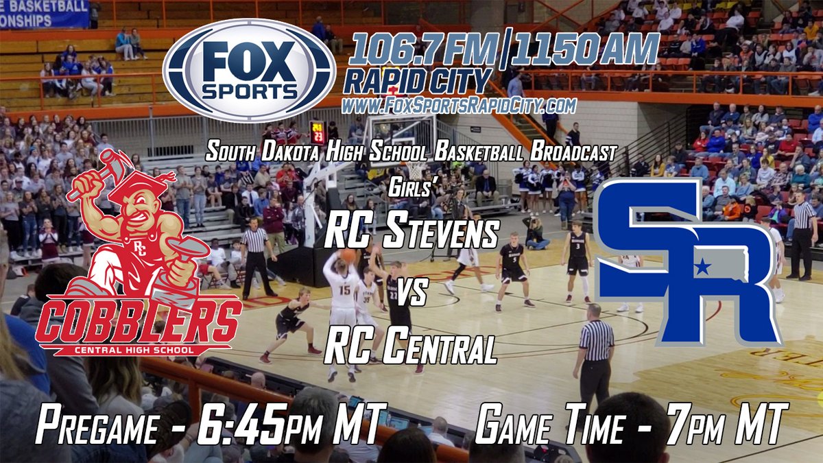 MattKerney's tweet photo. 🏀FOX Sports Rapid City Broadcast🏀
Round #1 for the Rapid City Rivalry between
@rcstevensgbb and RC Central in GBB action!
🎙️Jerome Wickersham/Dean Gurr
⏰GT- 7 PM MT
📻106.7 FM / 1150 AM
💻/📱https://t.co/t3yYPRc2hH
#SDPreps #SDHoops22 https://t.co/H2VDxQBbya