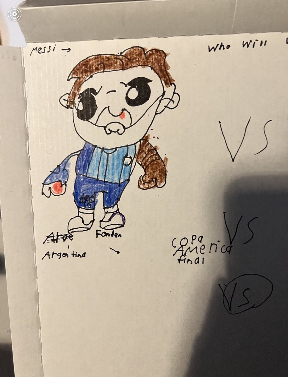 MsMercedesV's tweet photo. My 8 y/o nephew sent me this picture of @WeAreMessi  while I was at work. It made my day! #worldcup #messi #ArgentinaCampeonDelMundo https://t.co/gEFluLAMSY