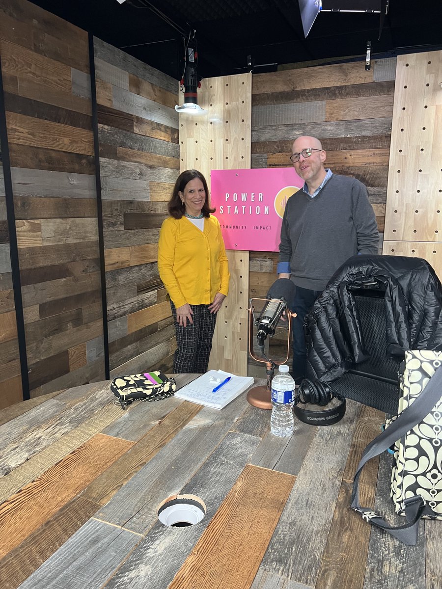 Here's where the #podcasting magic happens: Studio B @podvillemedia1! Super producer @robbspewack and I recorded an end-of-year episode with changemaker  @jholdsclawiv @rochdalecap. Celebrating 250 Power Station episodes!