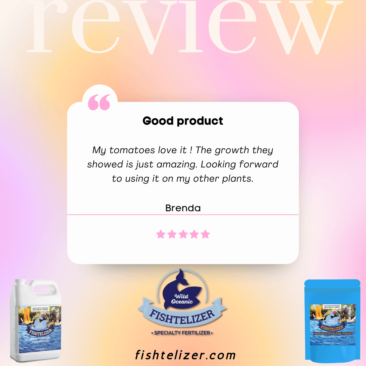 Fishtelizer's tweet photo. "FEATURED REVIEWS"
Happy planting!
Link is in bio.
.
.
.
#fishtelizer #fishfertilizer #growplants #winterizeplants #bestfertilizer #nitrogenrichfertilizer #fertilizer #nitrogenrichfertilizer #planting #gardening #gardeningathome #growvegetablesathome #ecofriendly https://t.co/gVPGnhbirz