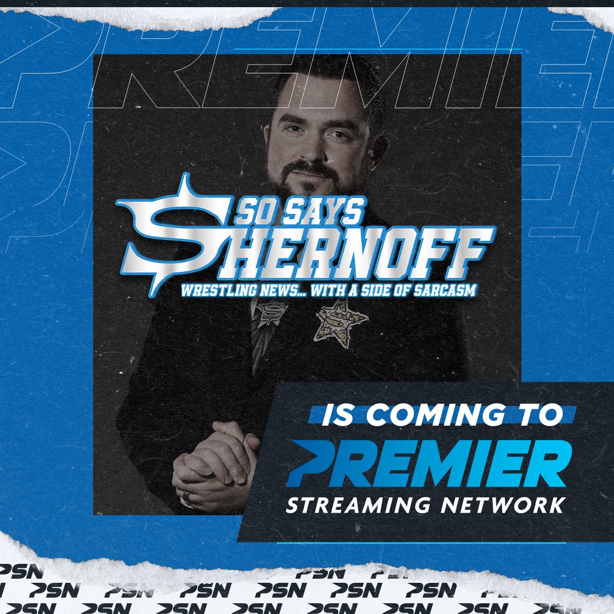 PremierWrest's tweet photo. You already know @SoSaysShernoff is here, but he isn’t coming alone!
He’s bringing his show and his friends!  All 4 seasons of @shernoffshow and the entire first season of @theTWFshow are coming to #PSN! https://t.co/aZjHwcGCuQ