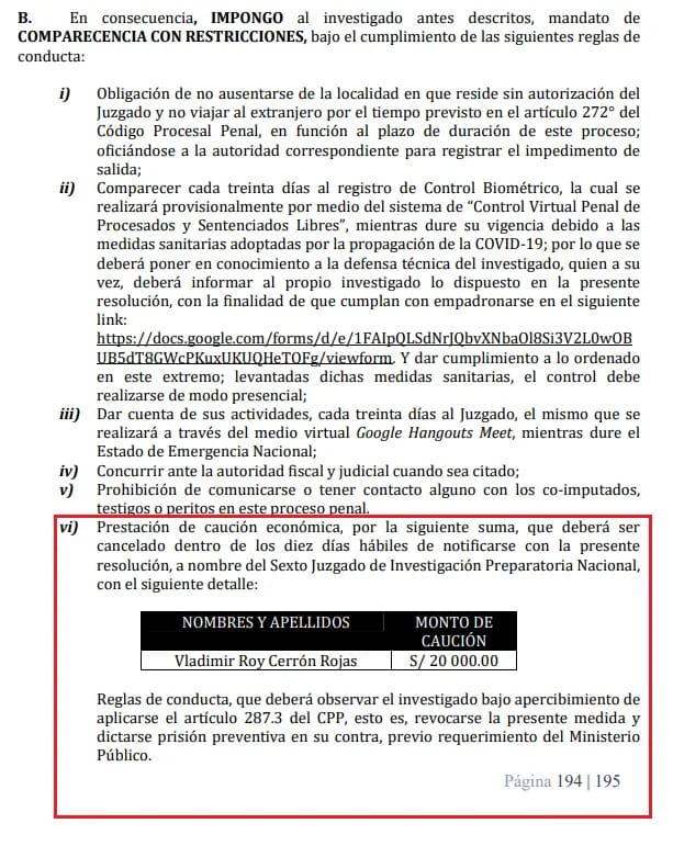 Vladimir Cerrón lleva más de un mes sin pagar caución de S/20 mil y tenía solo 10 días. Según resolución judicial del 25 de noviembre, por este incumplimiento Cerrón podría ser recluido en prisión. Su abogado dijo que no tenía dinero peru21.pe/politica/vladi…