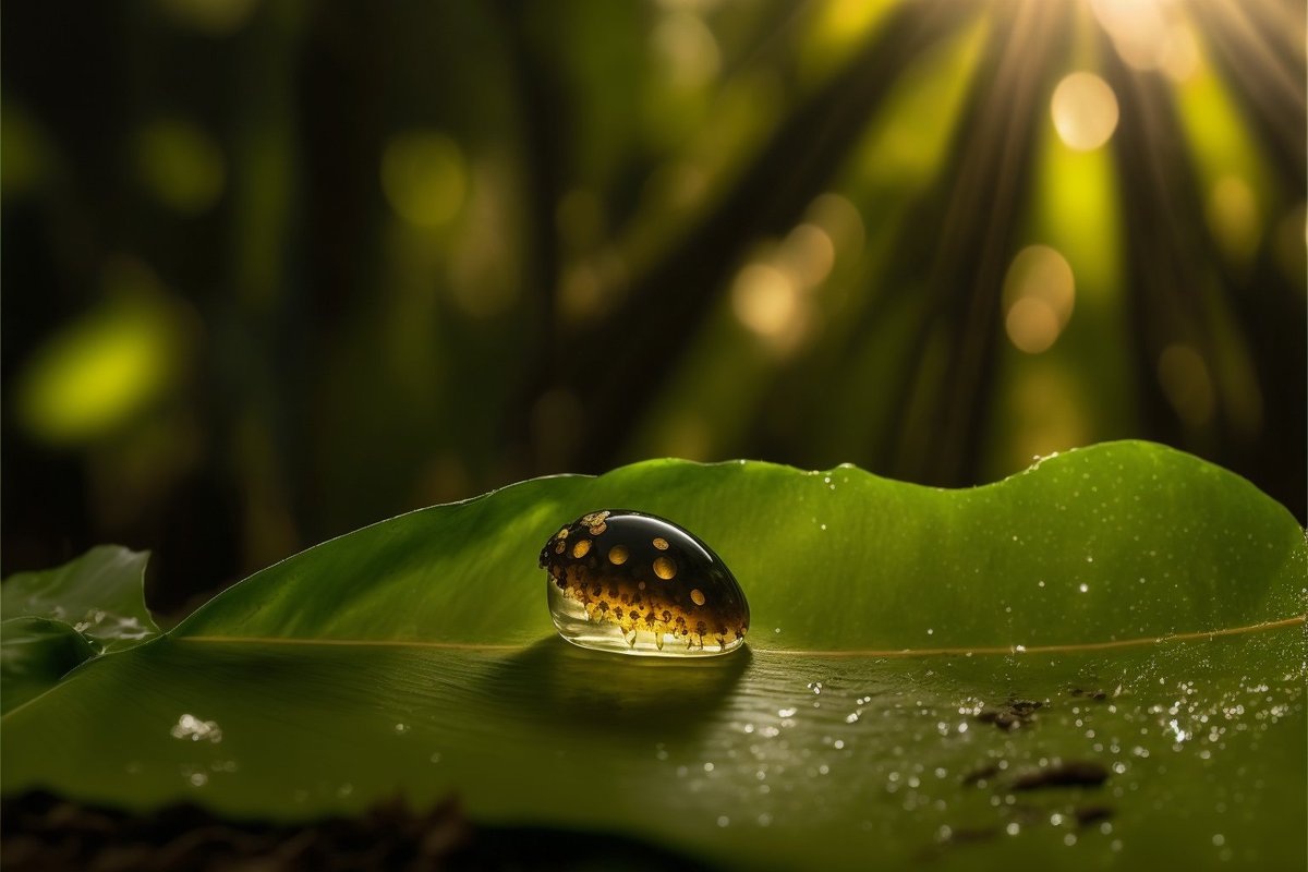 On #Ansa, rain is a vital element for the lives of many species. Some thrive and prosper in the humidity it brings, while others must adapt to survive. It's a fascinating planet where every drop of rain counts. Follow for more.
#newEden #storytelling 
#midjourney  #AIcinema
