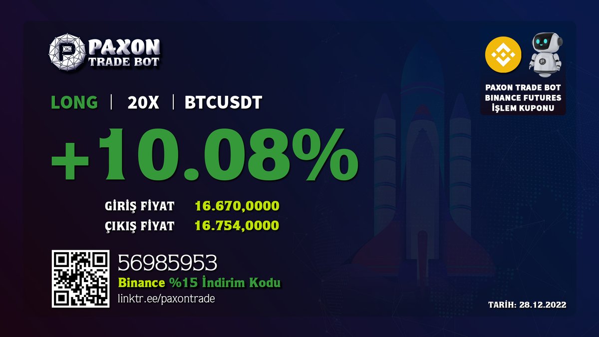 PaxonTrade's tweet photo. ❇️ PAXON TRADE BOT #BTC / USDT ( #binance  ) #FUTURES #Scapl işlem kuponu

#BTC  #BITCOIN  #CRYPTO #PAXON #TRADE #EXCHANGE #ilhankarasu https://t.co/uKVs2Fqe36