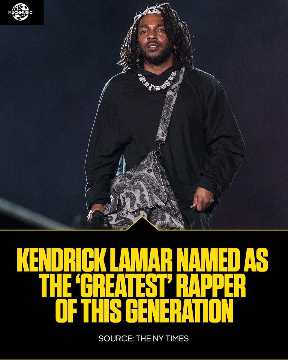 Much's tweet photo. Agree or Disagree? 👀 

#KendrickLamar is named by the #NewYorkTimes as the #GreatestRapper of this generation 🎤

[via @nytimes] @kendricklamar https://t.co/JQlCZL7LuO
