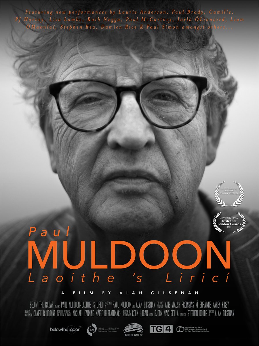 Below The Radar TV (@btradartv) on Twitter photo *ANOCHT 9.20pm.... ár scannán úr 'Paul Muldoon: Laoithe 's Liricí' ar <a href="/TG4TV/">TG4</a> Stiúrtha ag <a href="/AlanGilsenan1/">Alan Gilsenan</a> Le tacaíocht ó <a href="/bbcgaeilge/">BBC GAEILGE</a> <a href="/NIScreen/">Northern Ireland Screen</a> #ILBF @BAItweets Tonight 9.20pm our #PaulMuldoon doc screens on TG4 - tune in! <a href="/MBhreathnach/">Máire Bhreathnach</a> <a href="/StephenDouds/">Stephen Douds</a> <a href="/MichaelFanning7/">Michael Fanning</a> <a href="/trevorbirney/">Trevor Birney</a> *ANOCHT 9.20pm.... ár scannán úr 'Paul Muldoon: Laoithe 's Liricí' ar <a href="/TG4TV/">TG4</a> Stiúrtha ag <a href="/AlanGilsenan1/">Alan Gilsenan</a> Le tacaíocht ó <a href="/bbcgaeilge/">BBC GAEILGE</a> <a href="/NIScreen/">Northern Ireland Screen</a> #ILBF @BAItweets Tonight 9.20pm our #PaulMuldoon doc screens on TG4 - tune in! <a href="/MBhreathnach/">Máire Bhreathnach</a> <a href="/StephenDouds/">Stephen Douds</a> <a href="/MichaelFanning7/">Michael Fanning</a> <a href="/trevorbirney/">Trevor Birney</a>