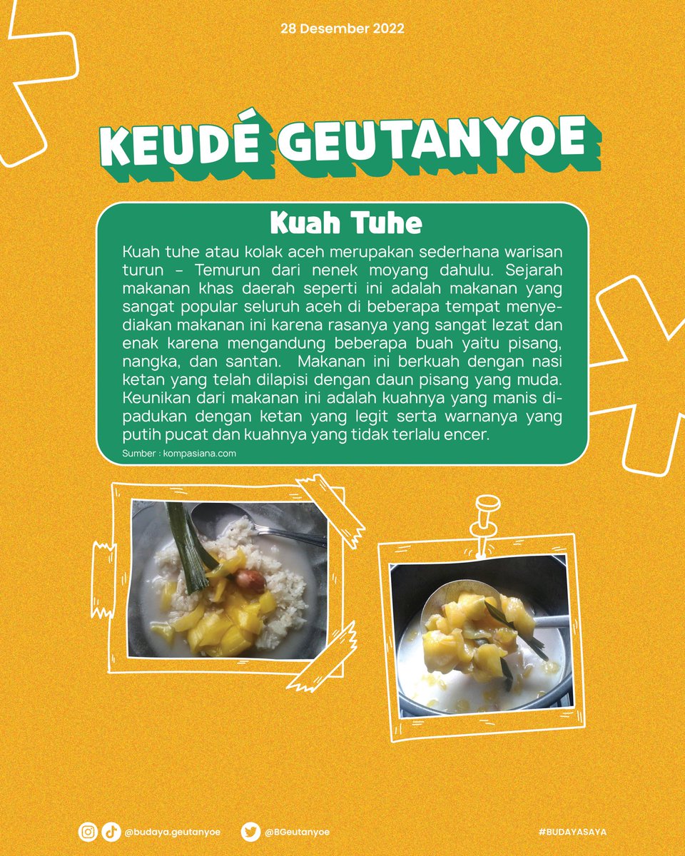 BGeutanyoe's tweet photo. Salam rakan lon👋🏻

Makanan yang pake santan di Aceh itu ada banyak yaa. Salah satunya kaya Kuah Tuhe yang biasanya sering ada waktu acara kenduri dan sering juga jadi takjil waktu bulan Ramadhan https://t.co/YRNuykJUOk
