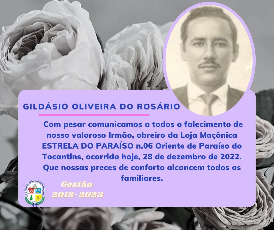 glmet_'s tweet photo. Lamentamos informar o falecimento de nosso Estimado e Querido Irmão!

Dedicado a nossa causa, rogamos ao Pai Celestial que o acolha em sua misericórdia!

#glmet #grandeloja #luto #notadepesar #tocantins #paraisodotocantins https://t.co/tytaL1PXrr