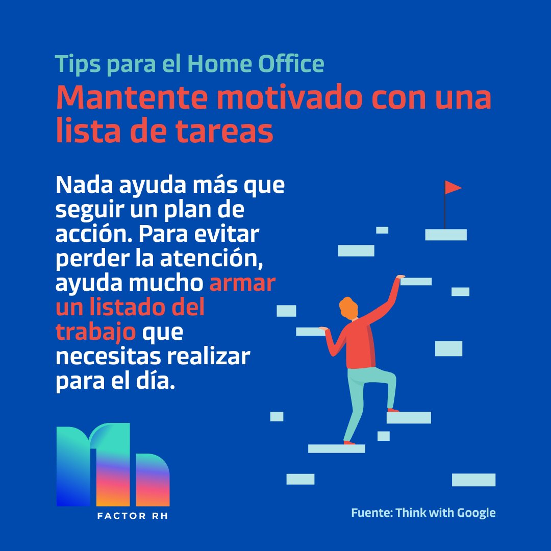 _FactorRH's tweet image. En este nuevo #TipsParaElHomeOffice, les recordamos sobre la importancia de mantener la #motivación cuando trabajes desde casa. Al no asignarte una serie de tareas, es probable que sufras al no tener un plan de acción 🤕

¿Qué otro tip nos recomiendas similar a este? #FactorRH