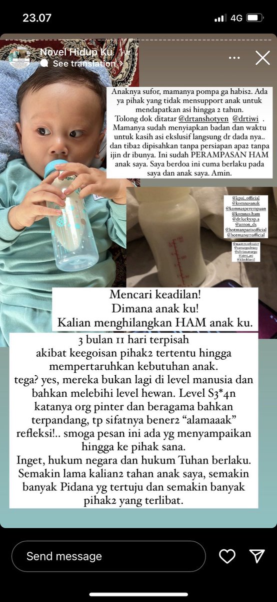 babyGspeakUp's tweet photo. Kembalikan anakku! 
1y4mo usia anak ku ketika dibawa oleh X tanpa seijinku. Ia masih ASI eksklusif selama hidupnya. Aku khawatir apa yg ia minum hari itu? Apalagi fia belum oernah coba sufor. Gak menyangka 7 sept menjadi awal hilangnya anak ku dari sisiku #safejojo https://t.co/zd02fXnNtJ