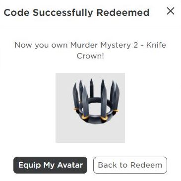 RobloxBotFollow's tweet image. Knife Crown for only 65 robux
Stock: 16/20 codes
Gamepass of 65 robux 
Without tax 
#Roblox #PromocodeRoblox #mm2trading