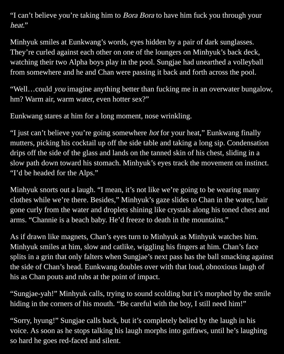 jongdaedayy's tweet photo. HAPPY #WIPWEDNESDAY EVERYOOOOONE
hi it's me I'm back on my chän/mïnhyük bullshit :)))) this time it's abo verse with rich 0mega mïnhyük and sugar baby älpha chän.....but they're also very disgustingly in love 🥹 https://t.co/OQOKNl7Af6