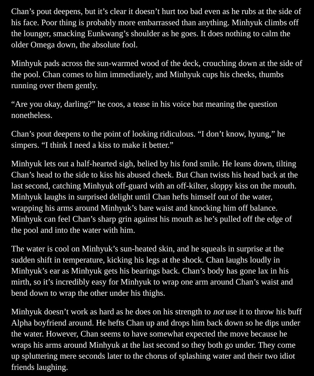 jongdaedayy's tweet photo. HAPPY #WIPWEDNESDAY EVERYOOOOONE
hi it's me I'm back on my chän/mïnhyük bullshit :)))) this time it's abo verse with rich 0mega mïnhyük and sugar baby älpha chän.....but they're also very disgustingly in love 🥹 https://t.co/OQOKNl7Af6