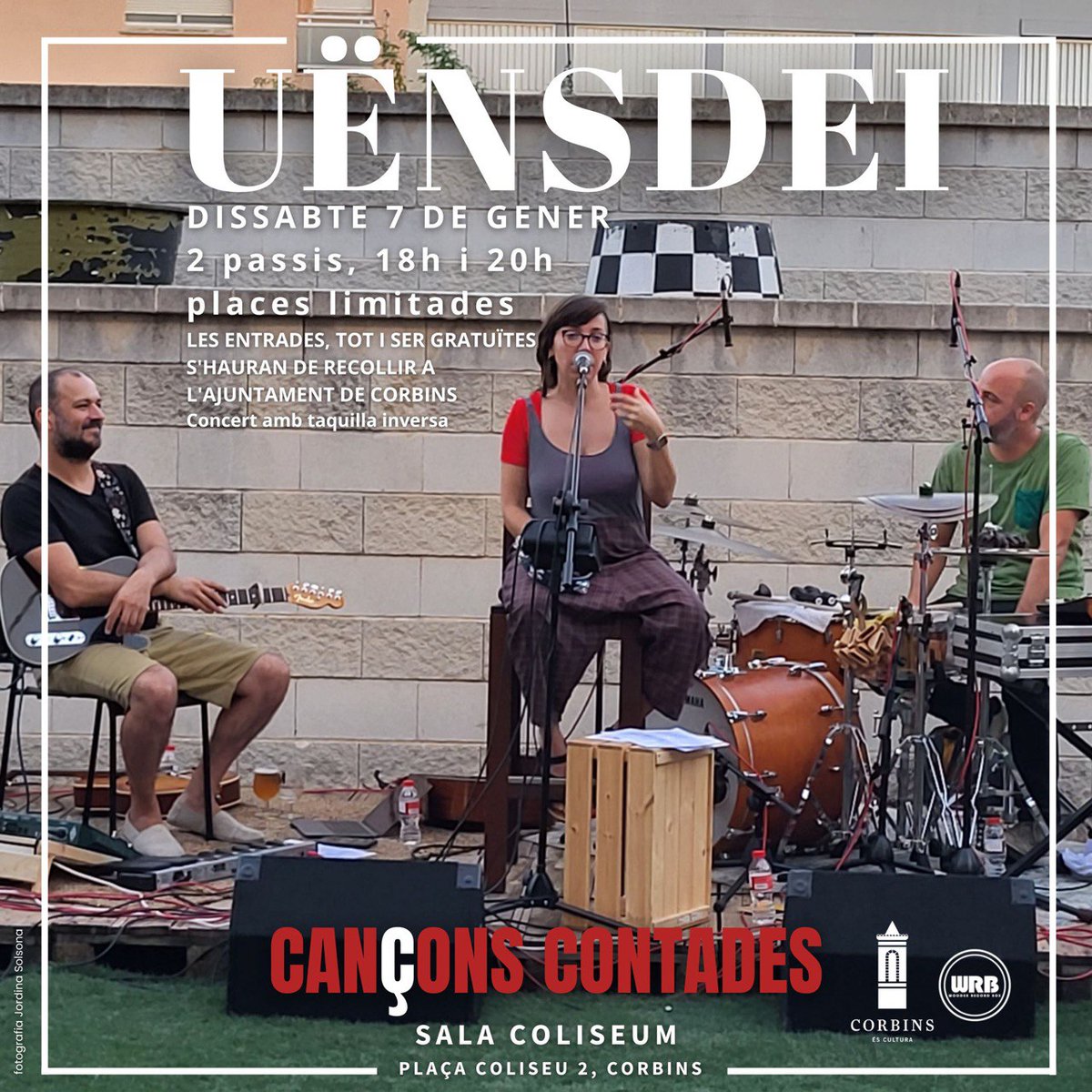 Ens veiem el dia 7 de gener a Corbins!! Cançons c@ntades, versos i música de Uënsdei, detalls de les lletres dels nostres temes, i del missatge darrere els nostres discos 💜✊