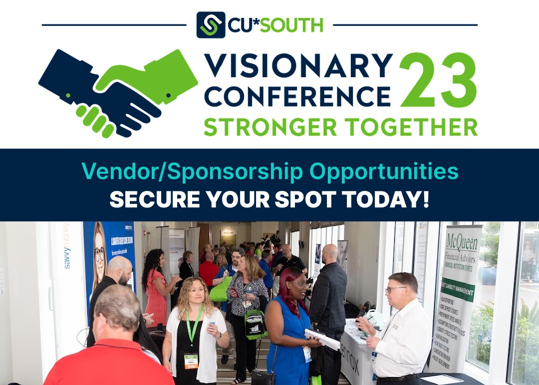 💥  Sponsorship &amp; Presenter opportunities are LIMITED! 

►Network with Credit Unions that use CU*BASE software
►Generate leads with  valuable exposure to key decision-makers
►Build brand awareness of your products/services and more!

REGISTER NOW ►cusouthcuso.typeform.com/to/wsIUS5WW?ty…