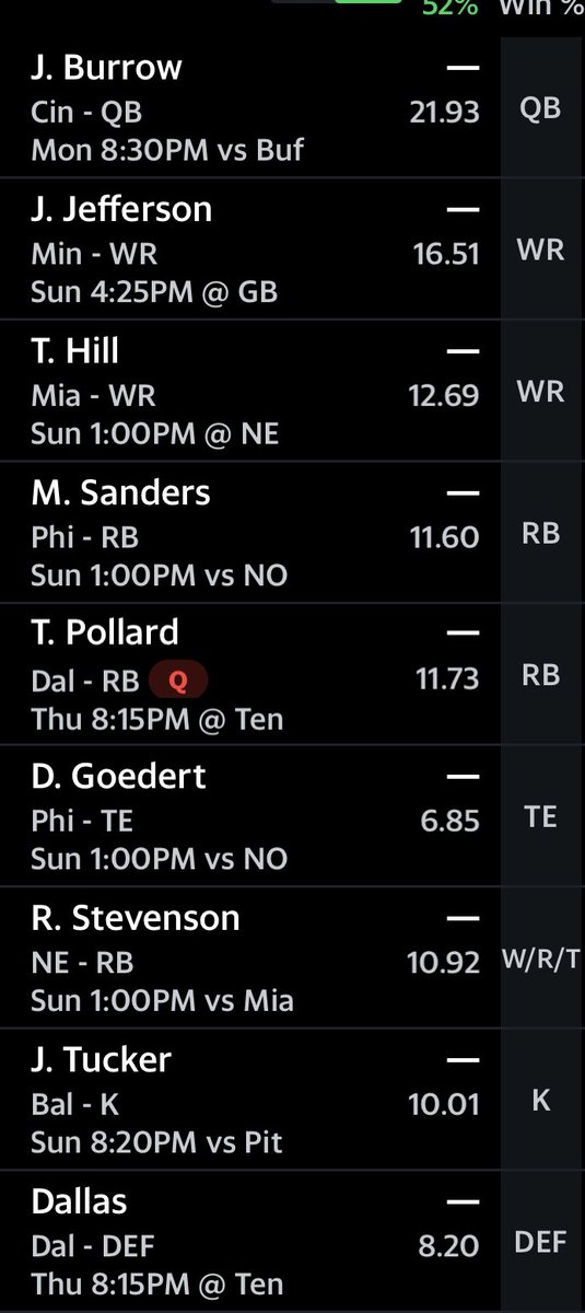 jessegeser's tweet photo. @incarceratedbob what are your thoughts on the lineup for the championship? Think I can trust sanders? https://t.co/eZtLKdY1TN