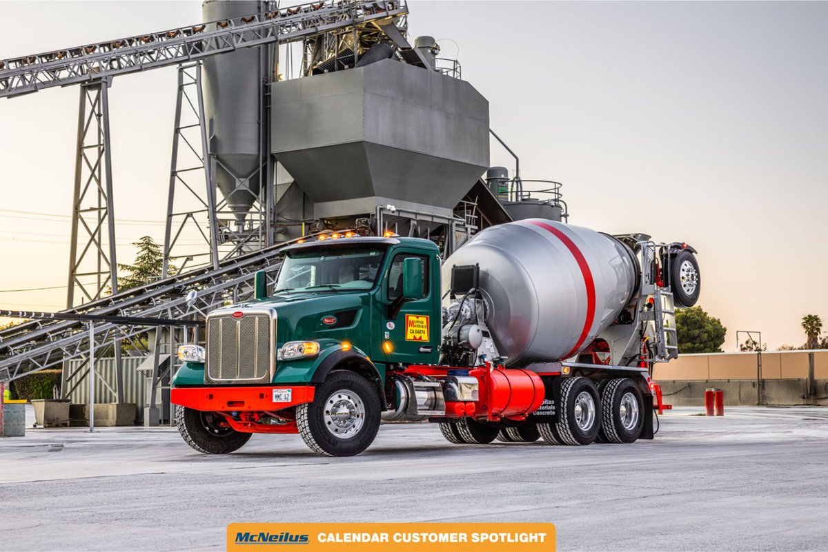 RevolutionMixer's tweet image. For our final calendar feature of 2022 we have Milpitas Materials out of San Jose, CA! These FLEX Controls™ Bridgemaster™ Mixers are equipped with our Fuel Saver feature to help reduce fuel costs.
@PeterbiltMotors @AllisonTrans  
#McNeilusMixers #OperatorAssurance