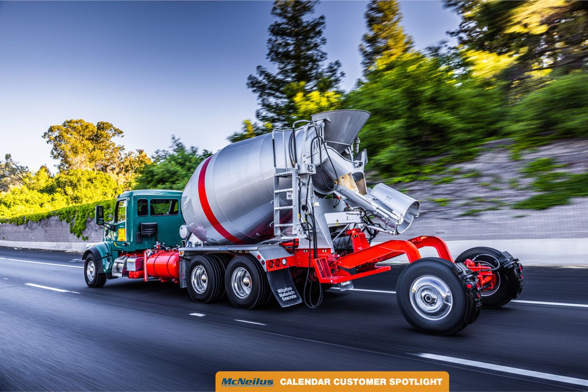 RevolutionMixer's tweet image. For our final calendar feature of 2022 we have Milpitas Materials out of San Jose, CA! These FLEX Controls™ Bridgemaster™ Mixers are equipped with our Fuel Saver feature to help reduce fuel costs.
@PeterbiltMotors @AllisonTrans  
#McNeilusMixers #OperatorAssurance