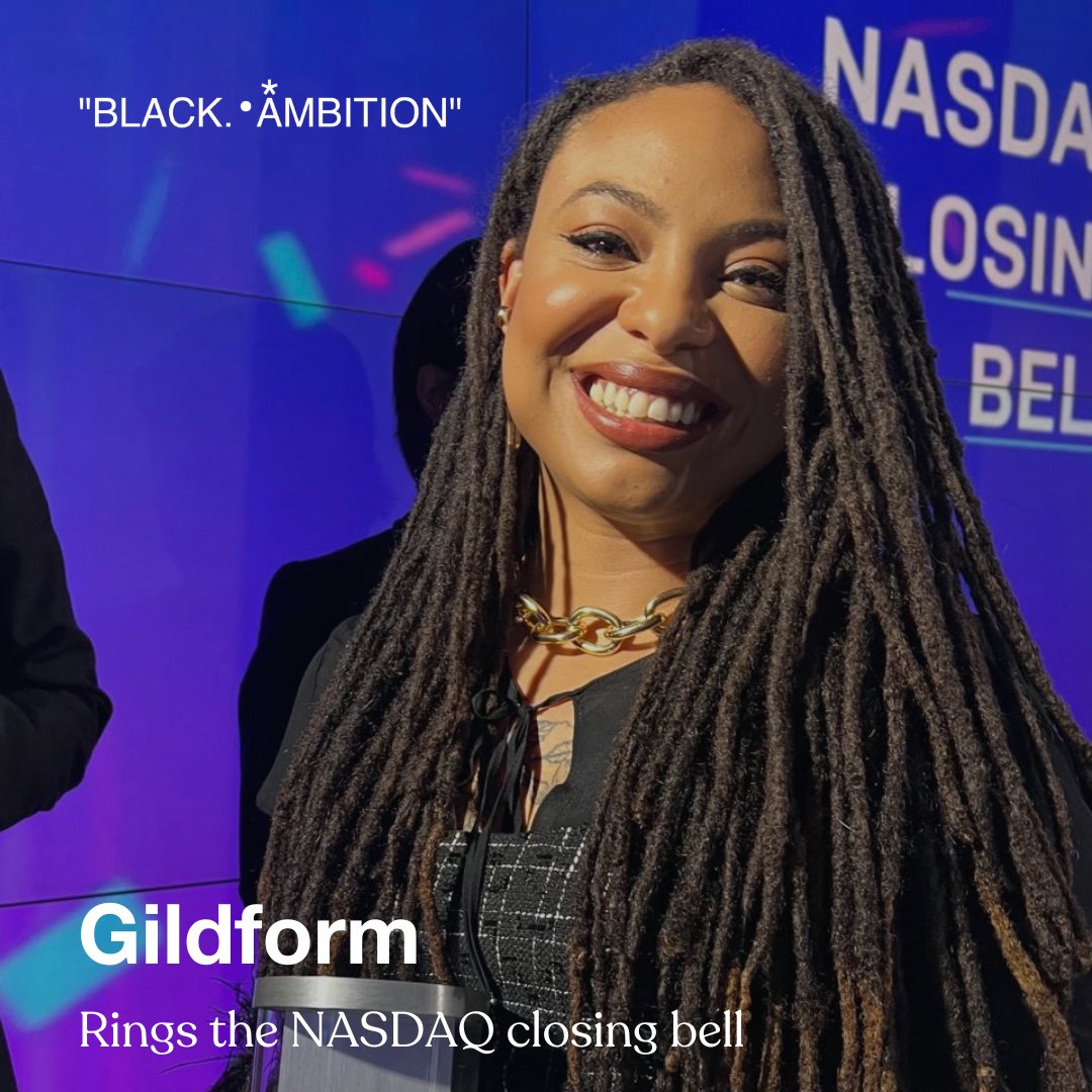 blackambitionpz's tweet photo. What a way to end the year! 2022 Black Ambition Prize Winner @_gildform was named on the @forbes 30 under 30 list and was asked to ring the NASDAQ closing bell!

Learn more: https://t.co/BYxfowUzkP

#blackambition #gildform #nasdaq https://t.co/U9jUNKi2SD
