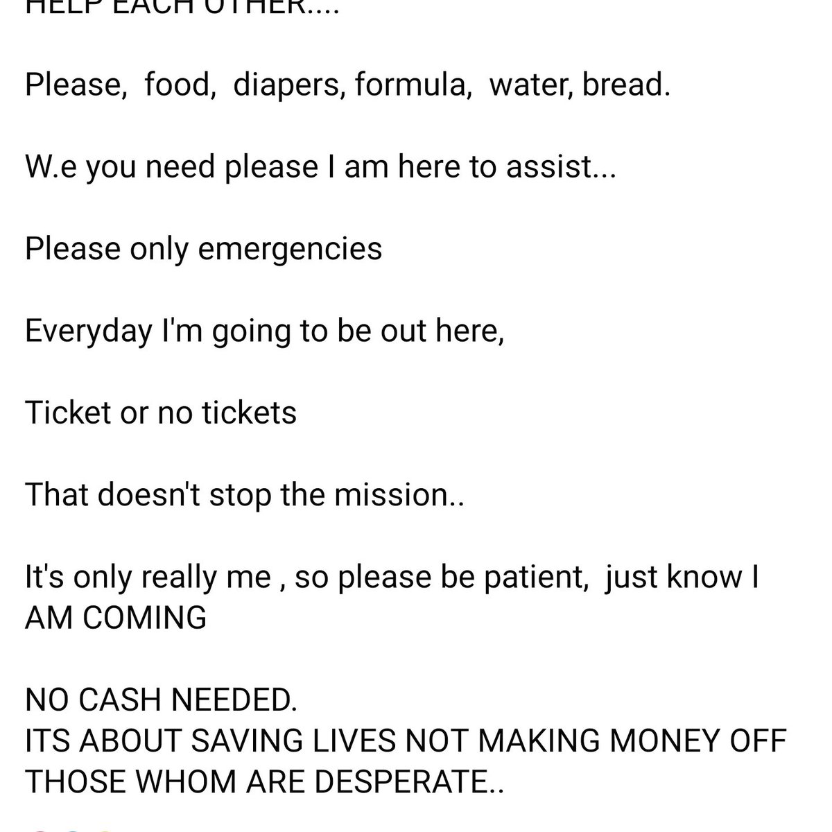 KateGIaser's tweet photo. "NO CASH NEEDED. IT'S ABOUT SAVING LIVES, NOT MAKING MONEY."

Mark Vincenzoo Johnson has helped 100+ people so far in #Buffalo who are stuck in their homes. He's brought food, diapers, formula, water, household supplies to those in critical need - FREE OF CHARGE! #BuffaloBlizzard https://t.co/Tm96MgvbRW