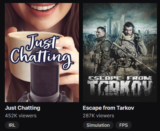 ModernWarzone on X: Just Chatting currently holds the #1 and #2 spot on  Twitch.  / X