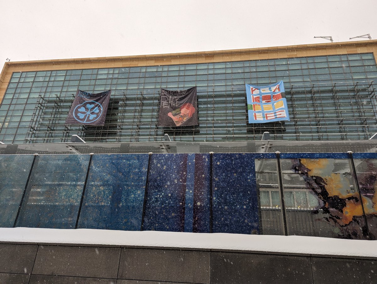 SecBlinken's tweet photo. Congratulations to the winners of @usembru's Peace Poster Competition, whose amazing work is now proudly displayed outside our Embassy in Moscow. The competition brought together artists from around the world to celebrate the universal value of peace. https://t.co/Rqh5bRSYeR