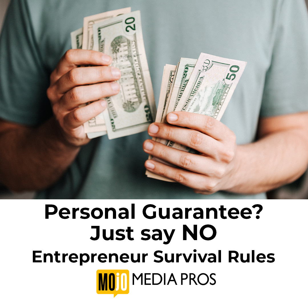 Think about it. If your business is as sound as you believe it to be, you should be credit worthy. If that is not the case, take heart. There is a reason. Do not put your personal wealth and future well-being at risk. #mojomediapros #nashvillemarketingagency  #entrepreneurship