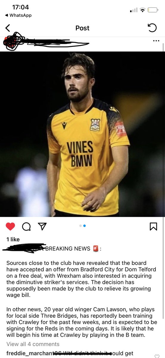 Spent my day trying to convince everyone <a href="/ThreeBridgesFC/">Three Bridges FC (C) 🏆</a> player Cam Lawson was signing for Crawley. Mission successful. Good night