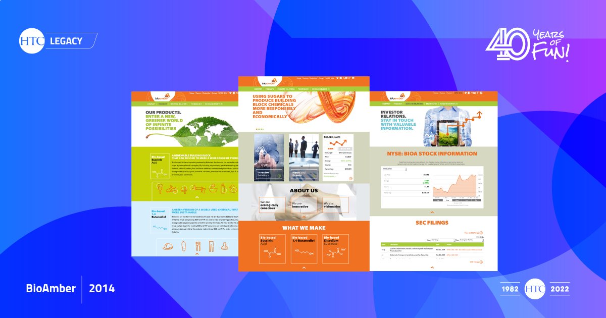 HTCWebSolutions's tweet photo. In 2014, HTC designed, developed and managed the web and digital marketing programs for bio-science start-up BioAmber.
#BioAmber #webdesign #HTC #40YearsofFun #digitalmarketing https://t.co/4s06Ux3S5Z