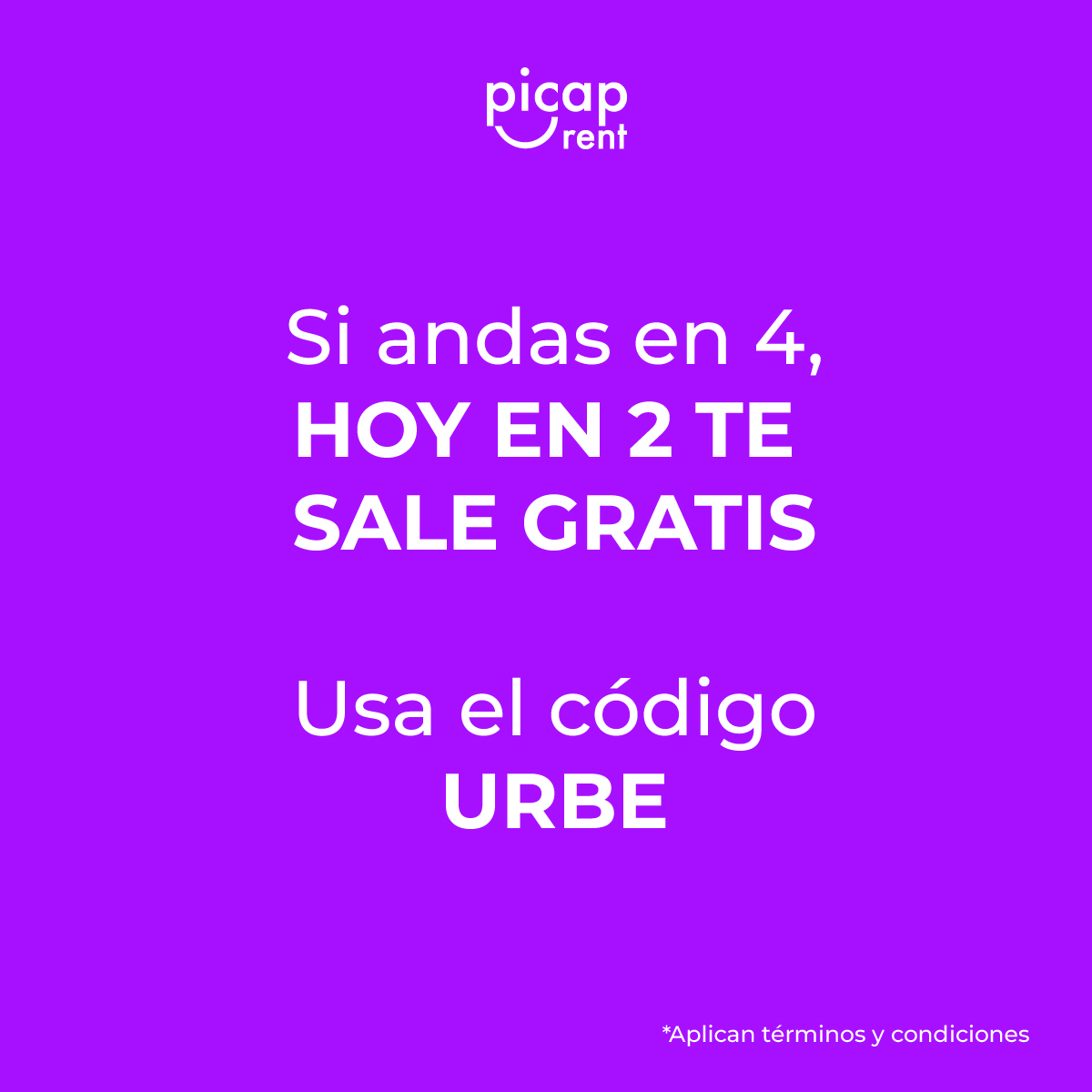 PicapLatam's tweet photo. 100% real, no fake. Ingresa en la app el código URBE y ten un viaje gratis HOY. 🏍️💜
Aplican TyC https://t.co/aRMJbHsERh🔥 
#picap #picapsálvame #viajafeliz #viajagratis #28Diciembre #Inocentadas #PROMO https://t.co/Vhg1Ox6zxn