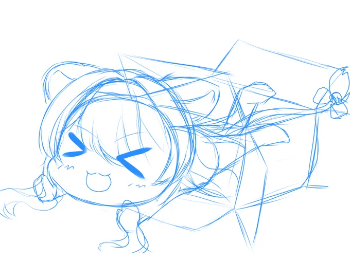 とりあえずザックリと段ボールにつっこむレグちゃんのラフを描いた 