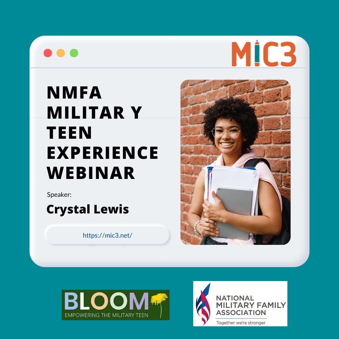 #ICYMI: Last January we had Crystal Lewis from National Military Family Association alongside <a href="/bloommilteens/">Bloom</a> share the results from Teen Experience Survey.  Watch the recording here: youtube.com/watch?v=2qahL_…