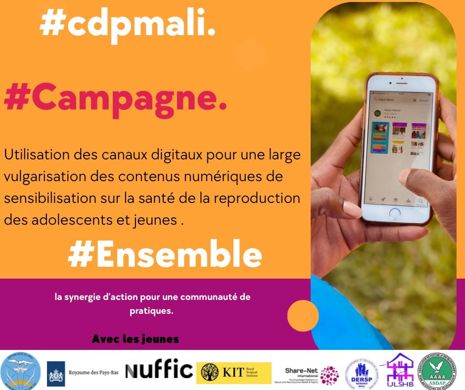 RJASRPFMALI's tweet photo. Enfin de favoriser l’accès des ado et jeunes aux informations et services de la #SR, une campagne digitale est lancée par @asdapmali en collaboration avec plusieurs organisations jeunes pour pallier aux problématiques des IST et grossesses non désirées.
#cdpmali 
#Enssemble
#KIT https://t.co/TyAOckPMuW